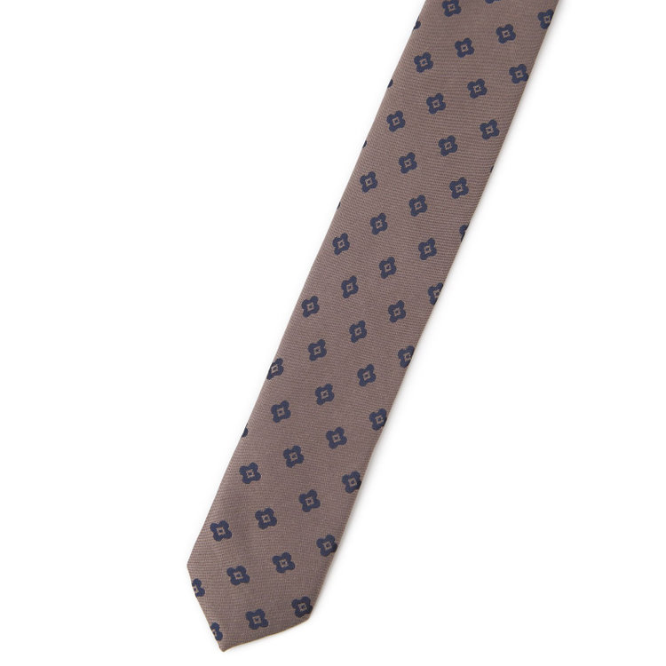 ブラックライン 【BLACK LINE】シルクブレンド小紋ネクタイ 7.5cm幅/ブラウン その他