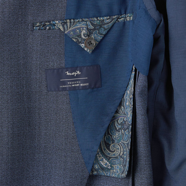 シルバーライン 【CLASSICO TAPERED】【春夏】3釦段返りシングルスーツ 2タック/ネイビー/パッチポケット/ウエストムーブ/MARZOTTO/※裾上げ必要 青濃色