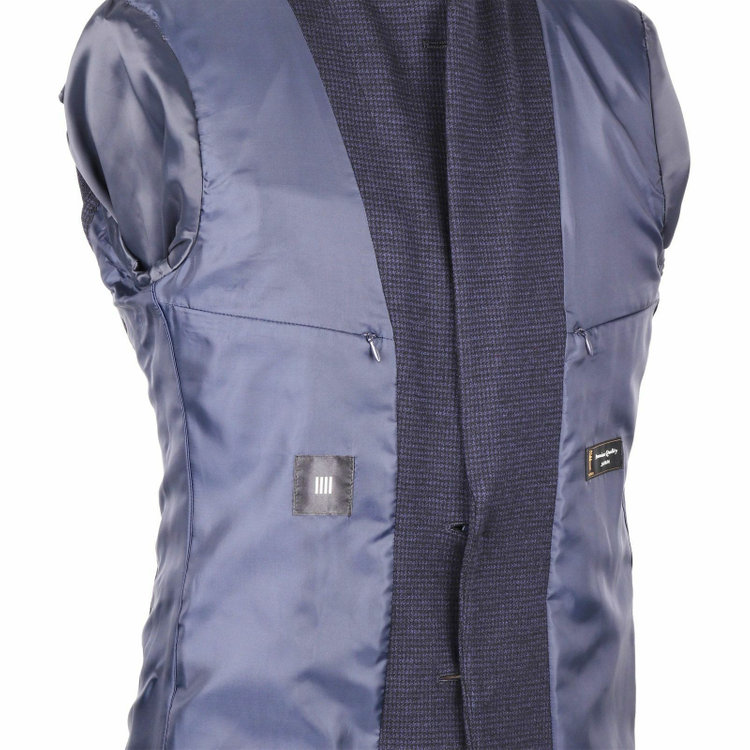 スーツセレクト 【WEB限定/OUTLET】【TRAVEL】【秋冬】コットンウールブレンド2釦シングルジャケット/ネイビー＆ブラック×ハウンドトゥース/パッチポケット ネイビー系(紺)