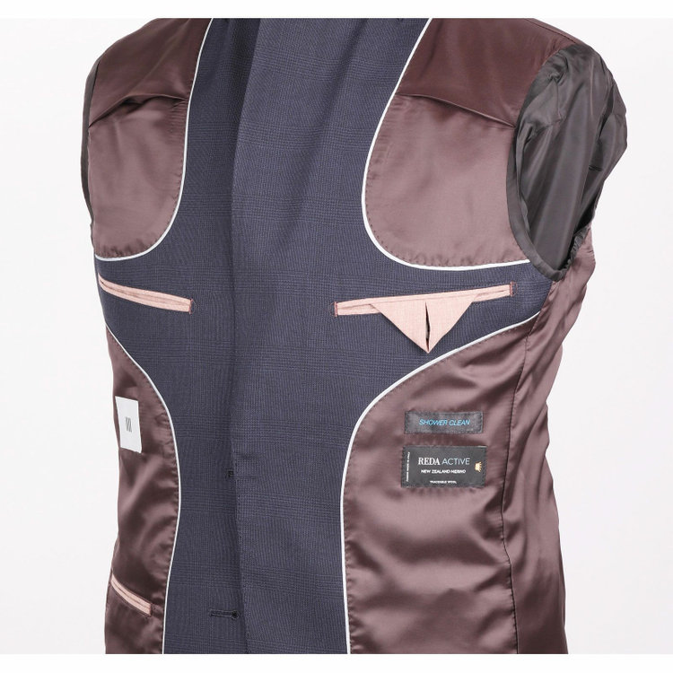 スーツセレクト 【発送在庫あり】【CLASSICO TAPERED】【春夏】2釦シングルスーツ 1タック/ネイビー×チェック/REDA ACTIVE/NEW ZEALAND WOOL MERINO/SHOWER CLEAN ネイビー系(紺)