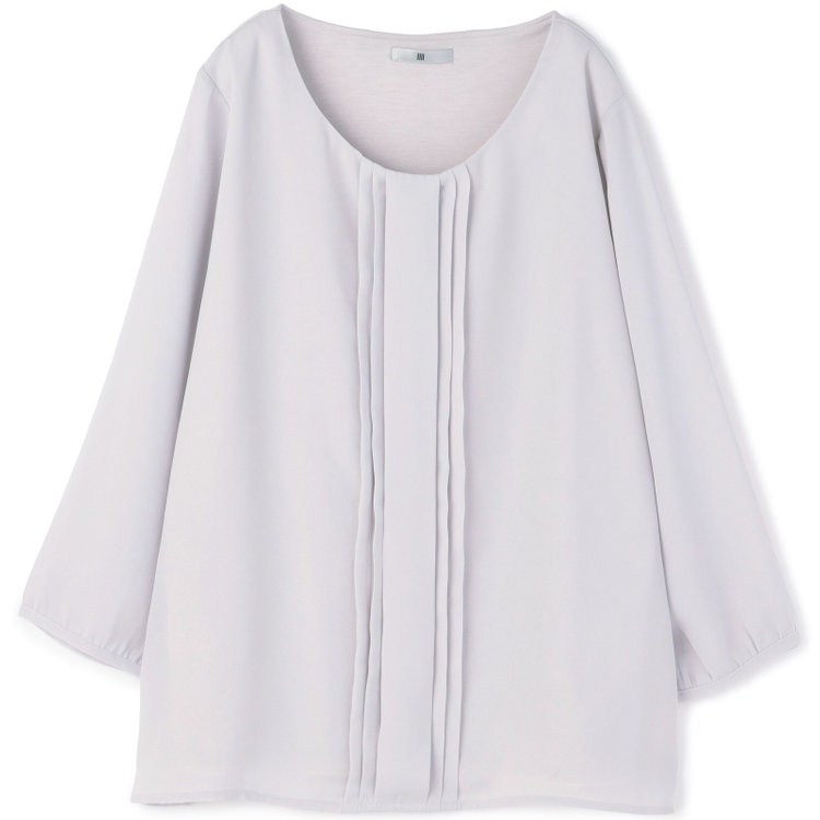 シルバーライン 【SILVER LINE/7分袖】フロントプリーツクルーネックプルオーバー/ラベンダー/「ウォッシャブル可能」「防シワ」 グレー淡色