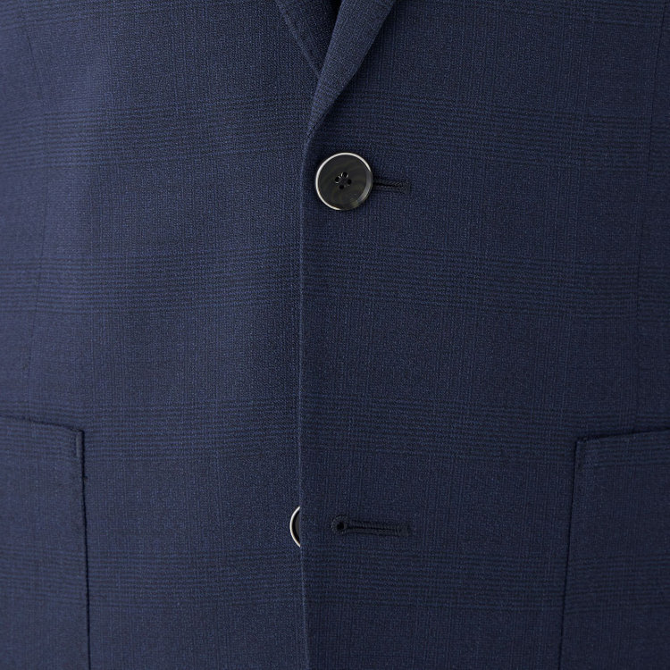 シルバーライン 【4S CROSS】【春夏】セットアップジャケット/ネイビー×チェック/パッチポケット 青中間