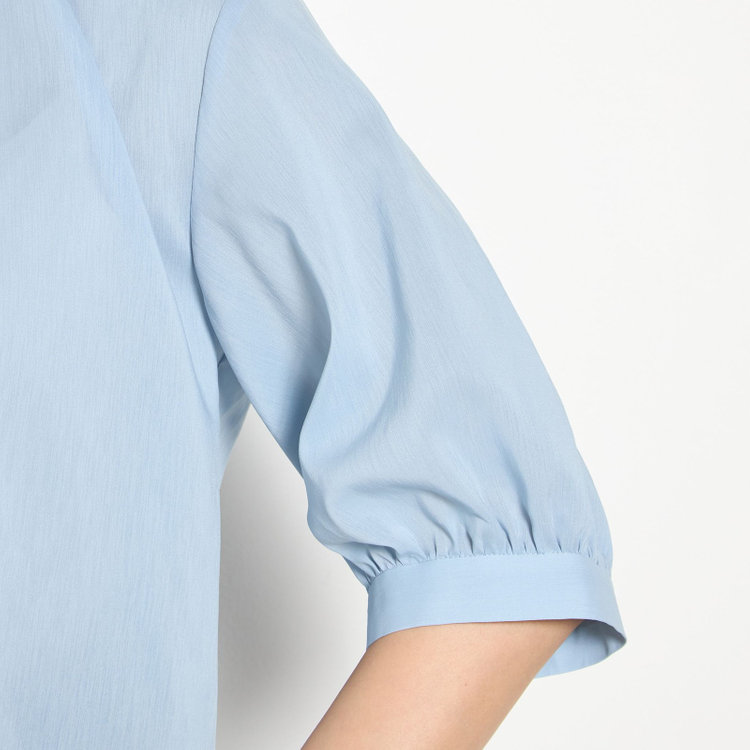 シルバーライン 【5分袖】ハイネックブラウス/ブルー 青淡色