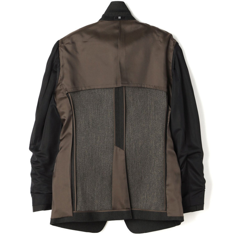ブラックライン 【SLIM TAPERED】【年間】 2釦シングルスリーピーススーツ 0タック/ ダークブラウン×デジタルデニム  /ウエストシャーリング/ 4S TAKE OUT SUITS / ※パンツ裾上げ済仕様 緑濃色