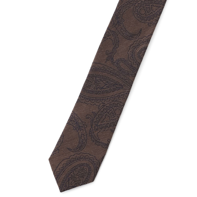 シルバーライン 【発送在庫あり】【SL】シルクペイズリーネクタイ 8.5cm幅/ブラウン/JAPAN MADE その他