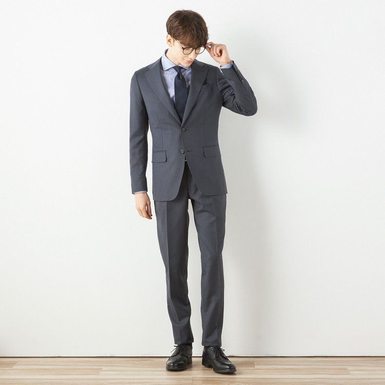 シルバーライン 【CLASSICO TAPERED】【秋冬】2釦シングルスーツ 1タック/グレー×シャドーストライプ/ウエストムーブ/Ermenegildo Zegna TRAVELLER woven in italy/※裾上げ必要 グレー中間