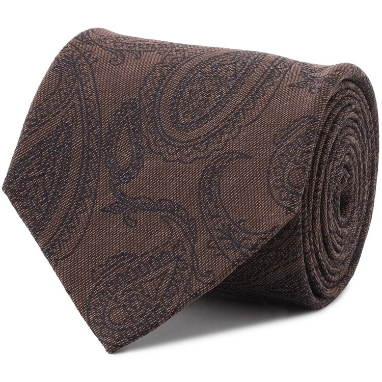 シルバーライン 【発送在庫あり】【SL】シルクペイズリーネクタイ 8.5cm幅/ブラウン/JAPAN MADE その他