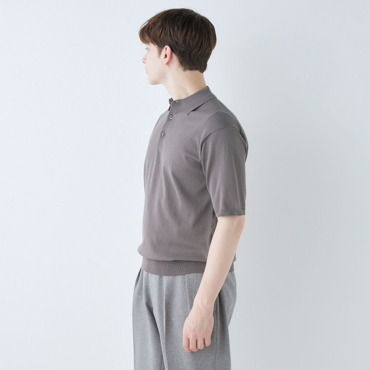 スーツセレクト 【RBC】【5分袖】コットンブレンドレトロポロシャツ/グレー/マシンウォッシャブル グレー中間