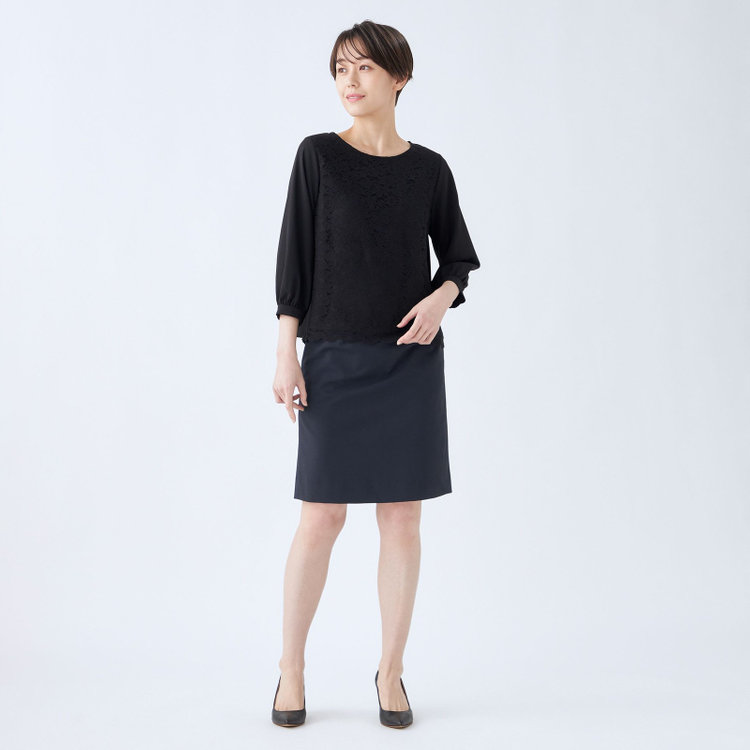 ブラックライン 【就活.】【年間】【BL】タイトスカート/ネイビー/ウエストシャーリング/ウォッシャブル＆ストレッチ 紺中間