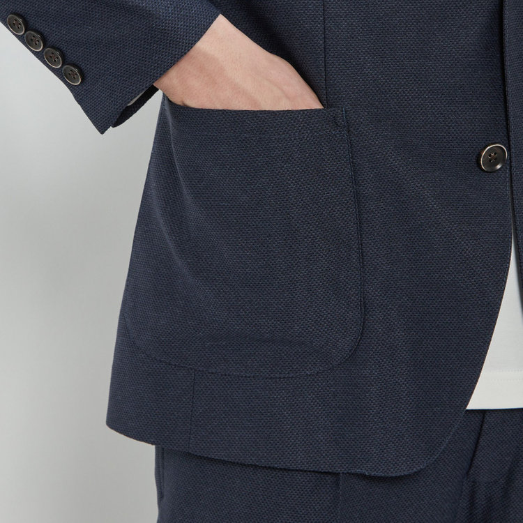 シルバーライン 【CLASSICO TAPERED】【春夏】2釦シングルジャケット/ネイビー/パッチポケット/4S SUSTAINABILITY&ECOLOGY FABRIC 紺濃色