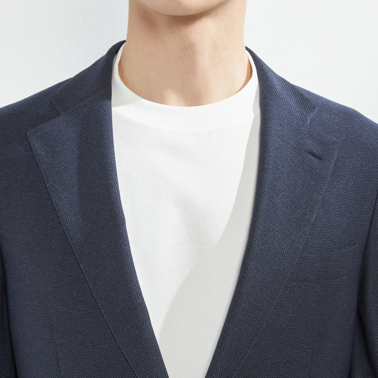 シルバーライン 【CLASSICO TAPERED】【春夏】2釦シングルジャケット/ネイビー/パッチポケット/4S SUSTAINABILITY&ECOLOGY FABRIC 紺濃色