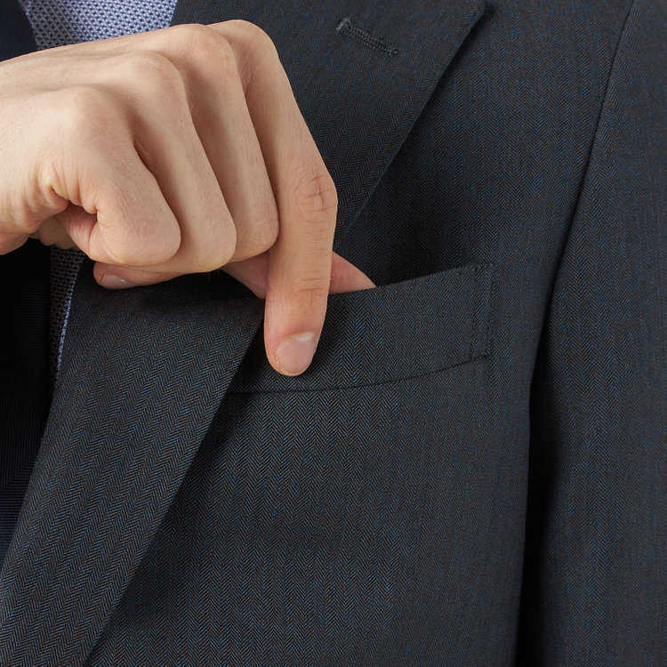 シルバーライン 【CLASSICO TAPERED】【秋冬】2釦シングルスーツ 1タック/グレー×シャドーストライプ/ウエストムーブ/Ermenegildo Zegna TRAVELLER woven in italy/※裾上げ必要 グレー中間