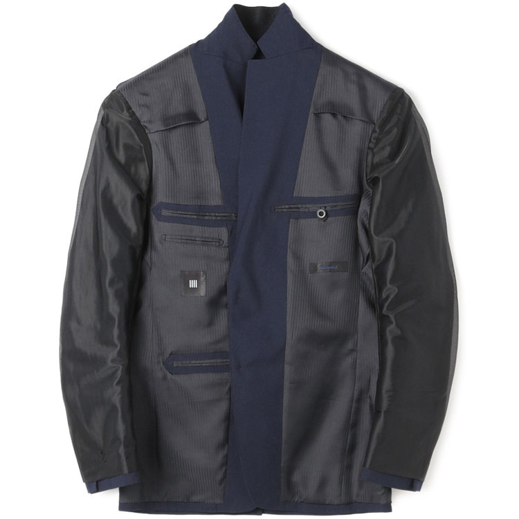 ブラックライン 【KSW】【春夏】2釦シングルスーツ 0タック/ネイビー＆ブラック×ハウンドトゥース/ウォッシャブル/※裾上げ必要 紺中間