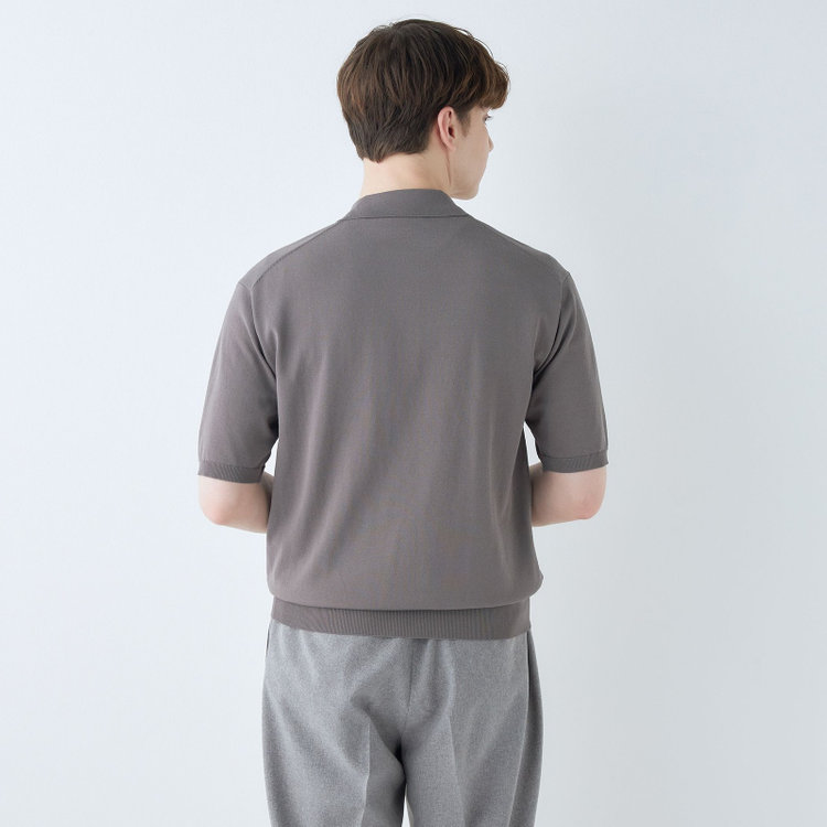 スーツセレクト 【RBC】【5分袖】コットンブレンドレトロポロシャツ/グレー/マシンウォッシャブル グレー中間