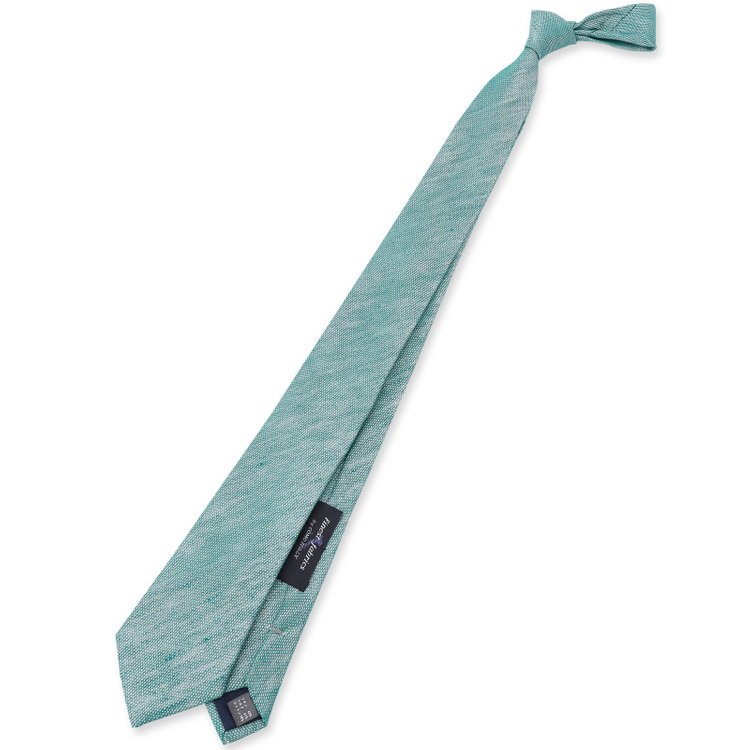 【WEB限定/OUTLET/汚れ・キズ等有】【BLACK LINE】シルクリネンコットンソリッドネクタイ 7.5cm幅/グリーン/Finest fabrics by COMO ITALY