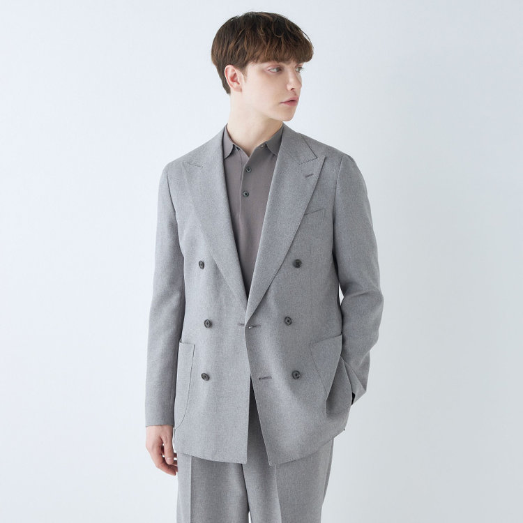 スーツセレクト 【RBC】【5分袖】コットンブレンドレトロポロシャツ/グレー/マシンウォッシャブル グレー中間