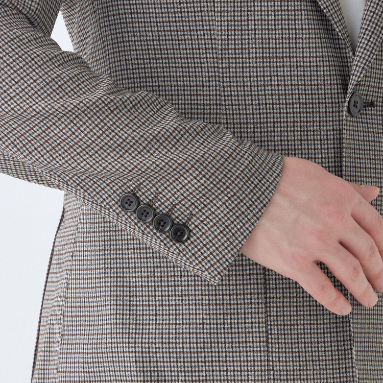 シルバーライン 【RBC】【春夏】3釦段返りジャケット/ブラウン×チェック/パッチポケット/4S SUSTAINABILITY&ECOLOGY FABRIC その他