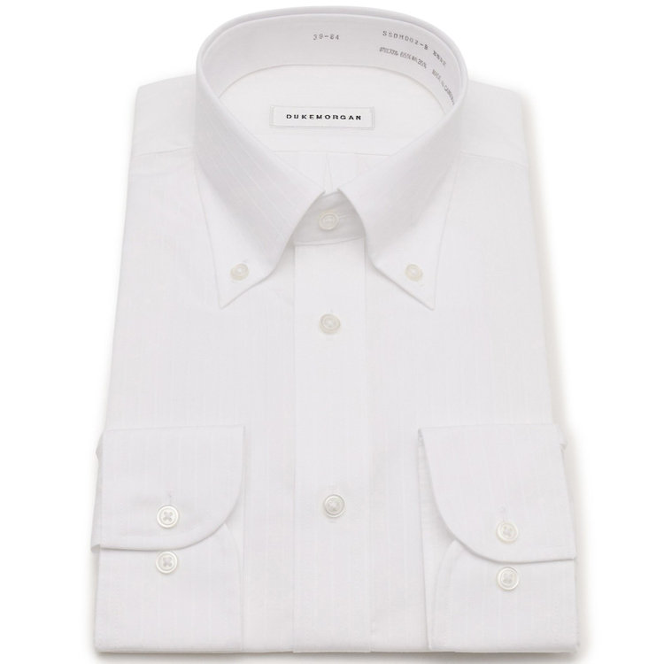 ソノタ 【発送在庫あり】【形態安定】ボタンダウンワイシャツ/ホワイト×ドビーストライプ 白