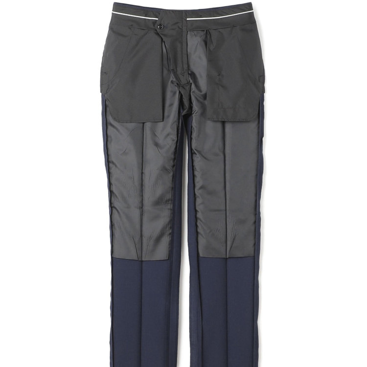 ブラックライン 【KSW】【春夏】2釦シングルスーツ 0タック/ネイビー＆ブラック×ハウンドトゥース/ウォッシャブル/※裾上げ必要 紺中間