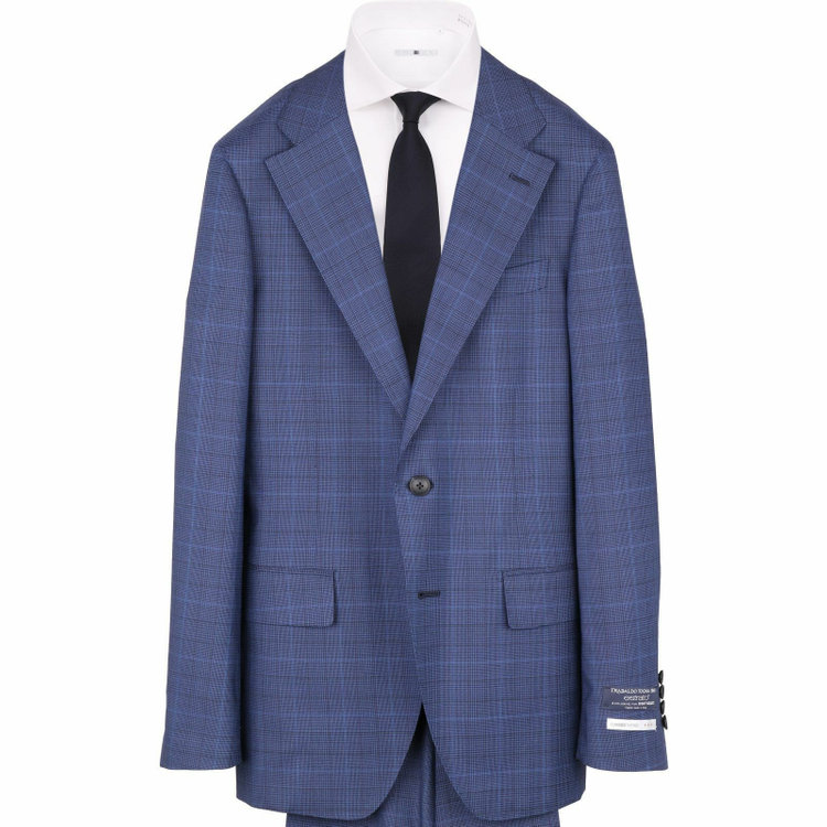 スーツセレクト 【WEB限定/OUTLET】【CLASSICO TAPERED】【春夏】2釦シングルスーツ 1タック/ネイビー×チェック/TRABALDO TOGNA estrato fabric made in italy ネイビー系(紺)