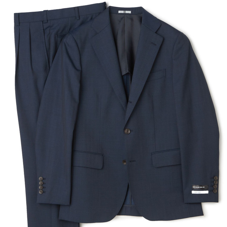 シルバーライン 【CLASSICO TAPERED】【秋冬】3釦段返りスーツ 2タック/ブラウン×シャドーストライプ/ウエストムーブ/NEW ZEALAND WOOL MIX/※裾上げ必要 紺中間