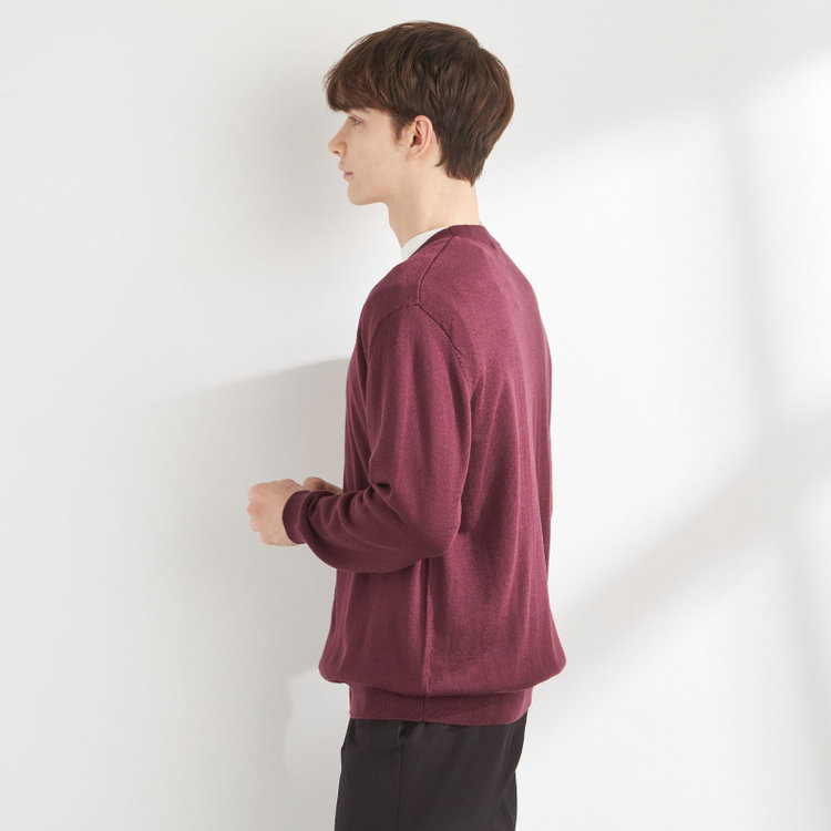 スーツセレクト 【RBC】【秋冬】ウール100%ニットカーディガン/レッド/ZEGNA BARUFFA/マシンウォッシャブル 赤中間