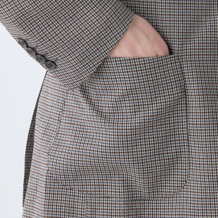 シルバーライン 【RBC】【春夏】3釦段返りジャケット/ブラウン×チェック/パッチポケット/4S SUSTAINABILITY&ECOLOGY FABRIC その他