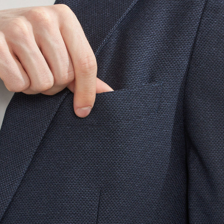 シルバーライン 【CLASSICO TAPERED】【春夏】2釦シングルジャケット/ネイビー/パッチポケット/4S SUSTAINABILITY&ECOLOGY FABRIC 紺濃色