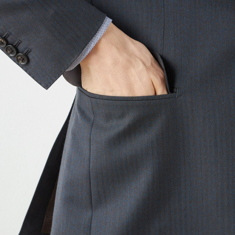 シルバーライン 【CLASSICO TAPERED】【秋冬】2釦シングルスーツ 1タック/グレー×シャドーストライプ/ウエストムーブ/Ermenegildo Zegna TRAVELLER woven in italy/※裾上げ必要 グレー中間