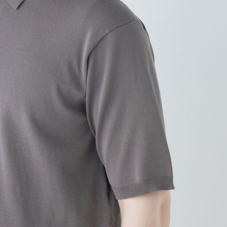 スーツセレクト 【RBC】【5分袖】コットンブレンドレトロポロシャツ/グレー/マシンウォッシャブル グレー中間