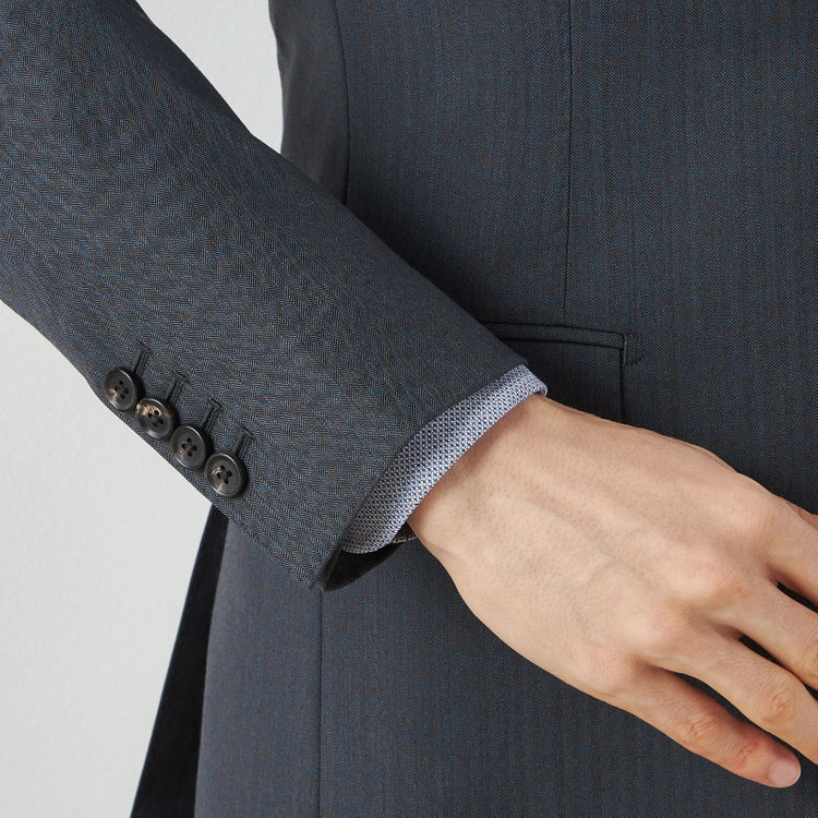 シルバーライン 【CLASSICO TAPERED】【秋冬】2釦シングルスーツ 1タック/グレー×シャドーストライプ/ウエストムーブ/Ermenegildo Zegna TRAVELLER woven in italy/※裾上げ必要 グレー中間