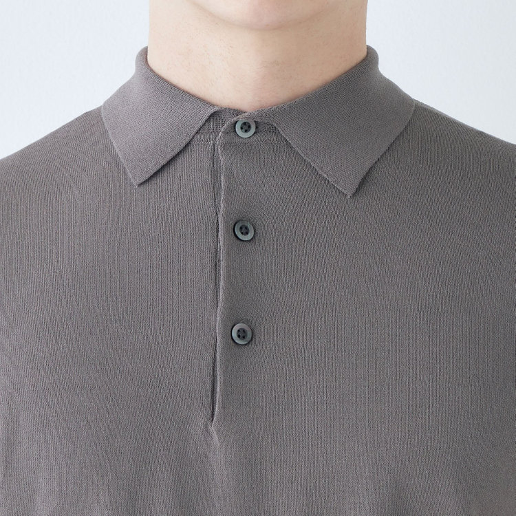 スーツセレクト 【RBC】【5分袖】コットンブレンドレトロポロシャツ/グレー/マシンウォッシャブル グレー中間