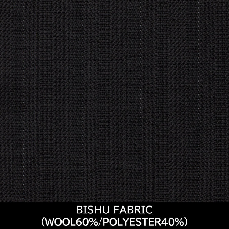 スーツセレクト 【国内縫製】【MEN'S】【パターンオーダー】【KSW】【秋冬】スーツ/ブラック×ストライプ/BISHU FABRIC (WOOL60%/POLYESTER40%) ブラック系(黒)