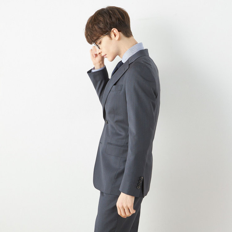 シルバーライン 【CLASSICO TAPERED】【秋冬】2釦シングルスーツ 1タック/グレー×シャドーストライプ/ウエストムーブ/Ermenegildo Zegna TRAVELLER woven in italy/※裾上げ必要 グレー中間