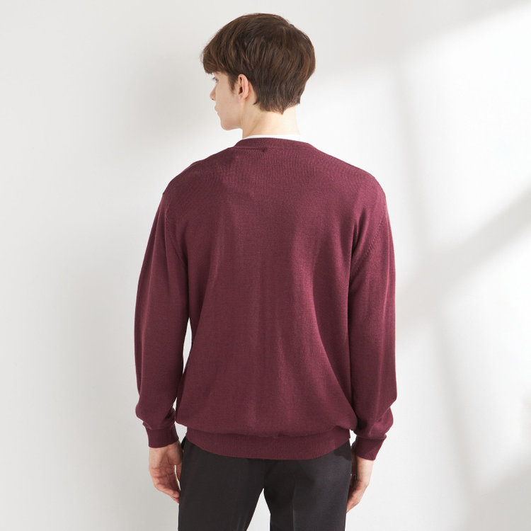 スーツセレクト 【RBC】【秋冬】ウール100%ニットカーディガン/レッド/ZEGNA BARUFFA/マシンウォッシャブル 赤中間