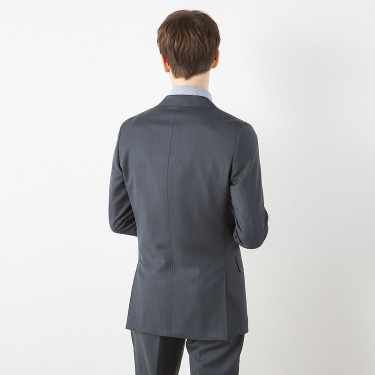 シルバーライン 【CLASSICO TAPERED】【秋冬】2釦シングルスーツ 1タック/グレー×シャドーストライプ/ウエストムーブ/Ermenegildo Zegna TRAVELLER woven in italy/※裾上げ必要 グレー中間