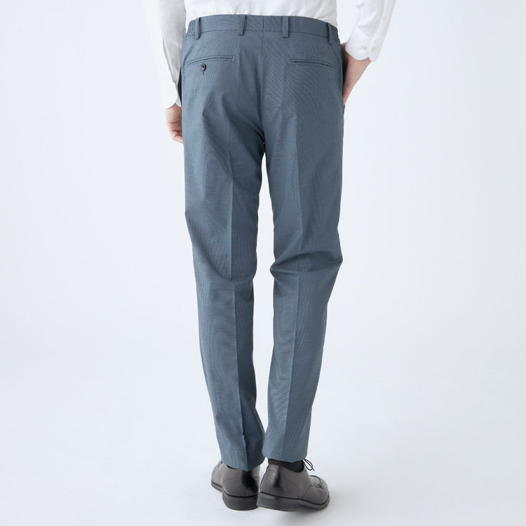 ブラックライン 【SLIM TAPERED_2】【春夏】2釦シングルスーツ 0タック/ブルー/ウエストシャーリング/4S SUSTAINABILITY&ECOLOGY FABRIC/ウォッシャブル/※パンツ裾上げ済仕様 緑中間