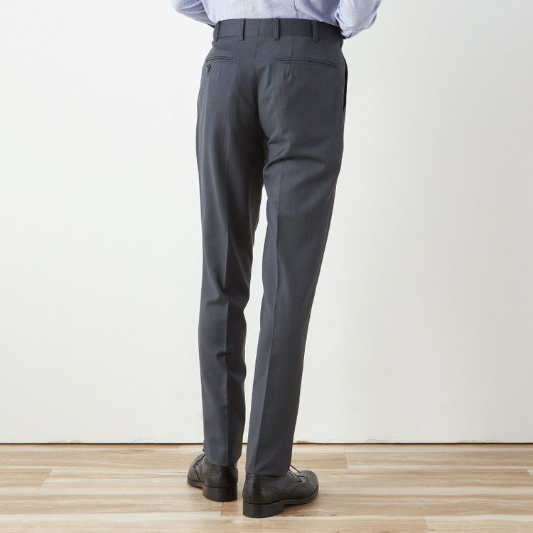 シルバーライン 【CLASSICO TAPERED】【秋冬】2釦シングルスーツ 1タック/グレー×シャドーストライプ/ウエストムーブ/Ermenegildo Zegna TRAVELLER woven in italy/※裾上げ必要 グレー中間