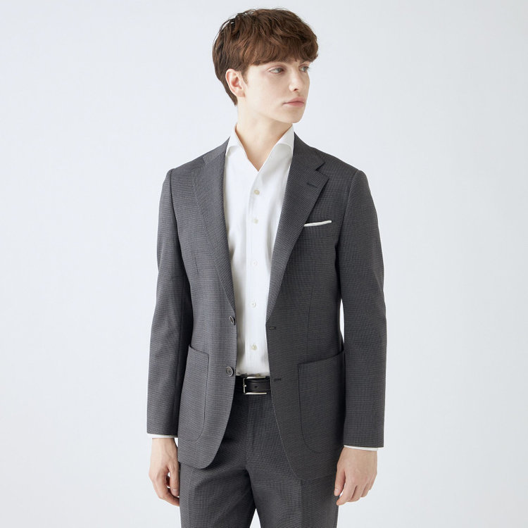 シルバーライン 【4S CROSS】【年間】セットアップジャケット/グレー×ハウンドトゥース/パッチポケット グレー中間