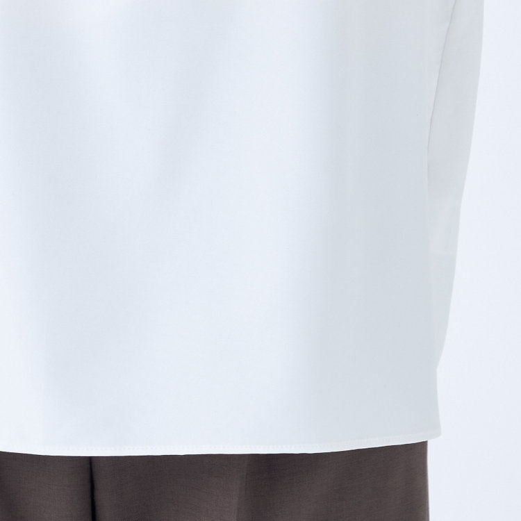 シルバーライン 【SILVER LINE/7分袖】タイ付き2WAYプルオーバー/ホワイト/「ウォッシャブル可能」「2WAYストレッチ」「防シワ」「UV加工」「接触冷感」「透け軽減」 白