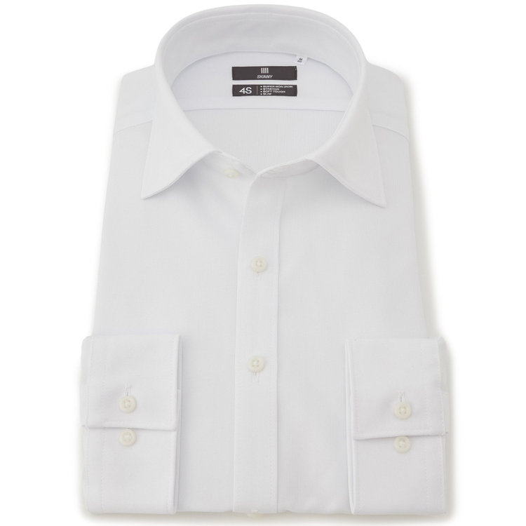 ブラックライン 【SKINNY】ワイドドレスワイシャツ/ホワイト/「4S」スーパーノンアイロン・ストレッチ 白