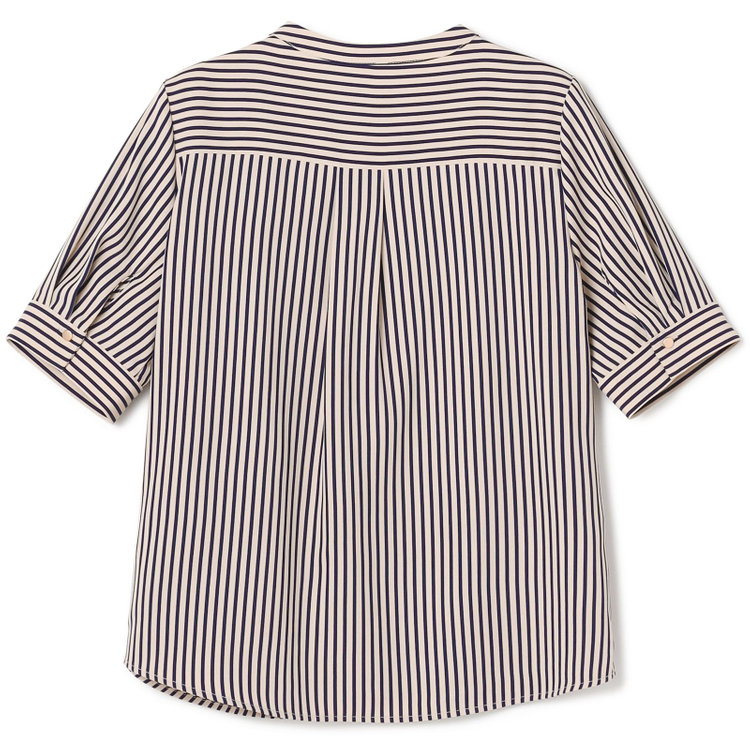 シルバーライン 【発送在庫あり】【SL/5分袖】プルオーバー/ベージュ×ネイビーストライプ 茶淡色