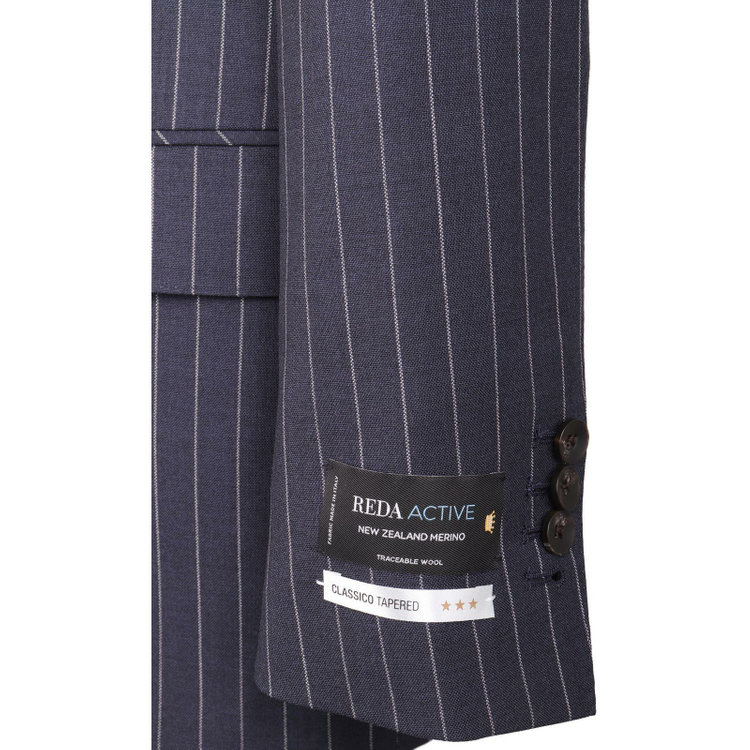 スーツセレクト 【CLASSICO TAPERED】【春夏】2釦シングルスーツ 1タック/ネイビー×ストライプ/REDA ACTIVE/NEW ZEALAND WOOL MERINO/SHOWER CLEAN ネイビー系(紺)