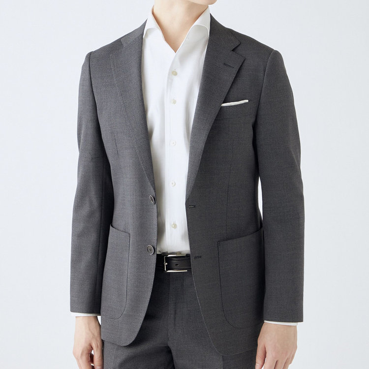 シルバーライン 【4S CROSS】【年間】セットアップジャケット/グレー×ハウンドトゥース/パッチポケット グレー中間