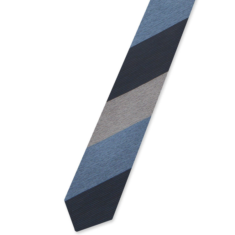 シルバーライン 【発送在庫あり】【SILVER LINE】シルクブレンドストライプネクタイ 8.０cm幅/ネイビー×ブルー×グレー その他