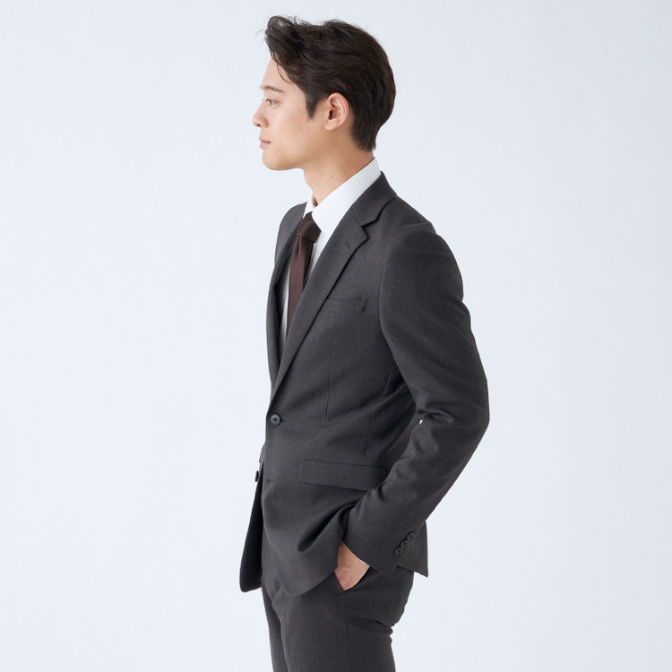 ブラックライン 【SLIM TAPERED_2】【秋冬】2釦シングルスーツ 0タック/グレー×ドビー/4S/※裾上げ必要 グレー濃色
