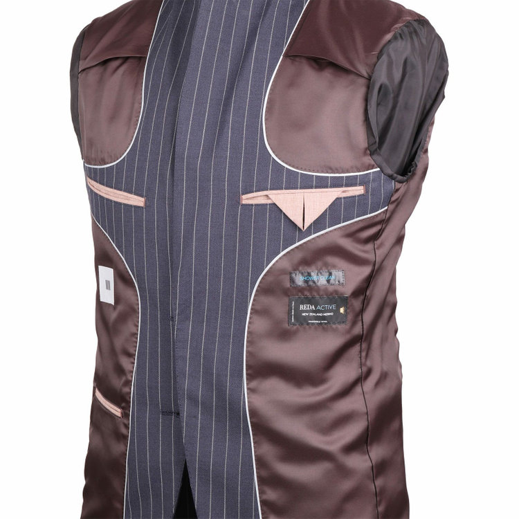 スーツセレクト 【CLASSICO TAPERED】【春夏】2釦シングルスーツ 1タック/ネイビー×ストライプ/REDA ACTIVE/NEW ZEALAND WOOL MERINO/SHOWER CLEAN ネイビー系(紺)