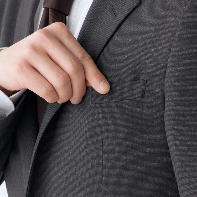 ブラックライン 【SLIM TAPERED_2】【秋冬】2釦シングルスーツ 0タック/グレー×ドビー/4S/※裾上げ必要 グレー濃色