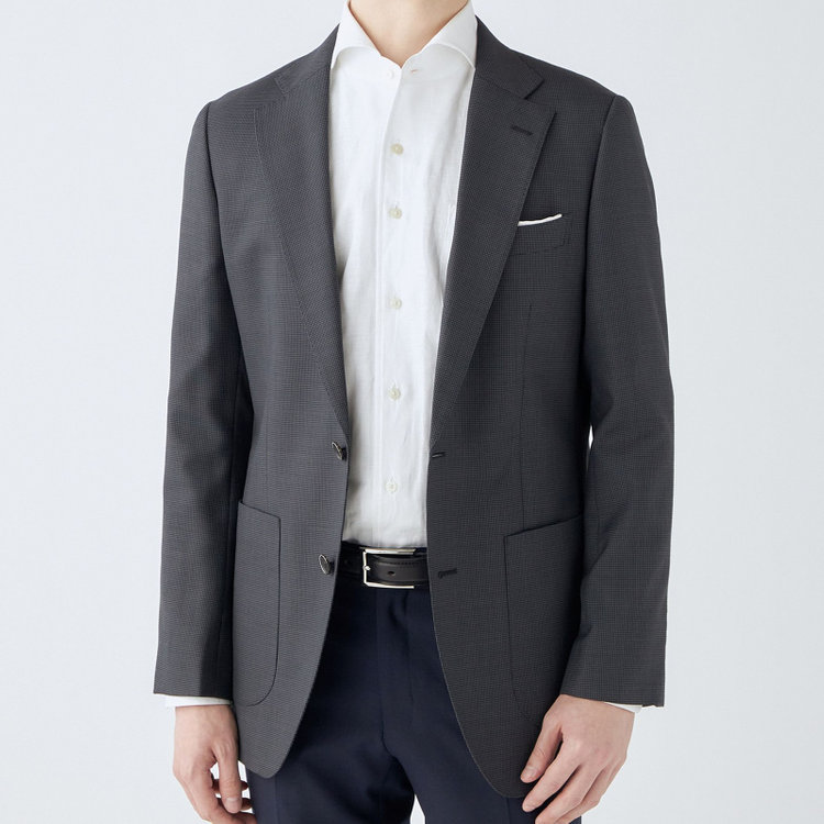 シルバーライン 【4S CROSS】【年間】セットアップジャケット/グレー×ハウンドトゥース/パッチポケット グレー中間