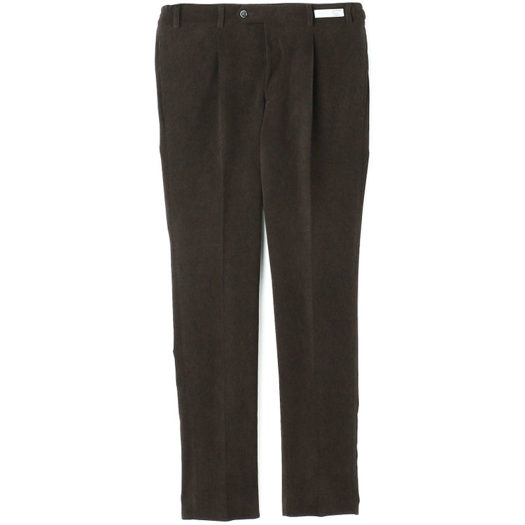 シルバーライン 【CLASSICO TAPERED】【秋冬】1タックテーパードパンツ/カーキ×コーデュロイ/ウエストシャーリング/4S SUSTAINABILITY&ECOLOGY FABRIC/※裾上げ必要 黄淡色